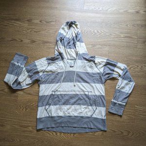 J. Crew Ringspun Jersey Hoodie - Striped with Slit V-Neck